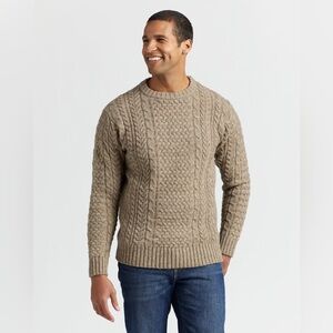 Pendleton Men 100% Shetland Wool Fisherman Cable Knit Sweater Cream Tan Size XL